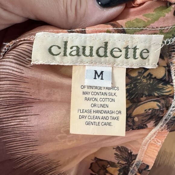 Vintage Claudette Medium Silk Sheer Skirt Boho Floral Horse Equestrian Western - Picture 8 of 11